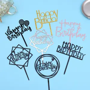 Decoração de bolo de aniversário criativo, inserção, multi estilos, feliz aniversário, acrílico, decoração de bolo, toppers