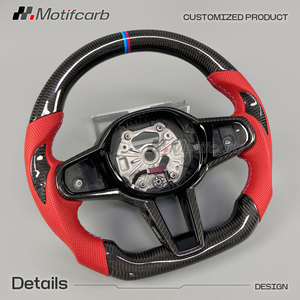 Volante de fibra de carbono personalizado LCI para BMW Serie 3 5 G02 G20 G30 X3 X4 X5 M3 M4 M5 con empuñaduras de cuero rojo - Product Image 3