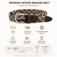 Ceinture décontractée en tricot extensible confortable, respirante, avec sangle en corde tressée et boucle ardillon en alliage, en coton PP, pour usage quotidien avec jeans, chinos et pantalons cargo