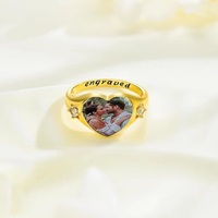 Koperen geboortesteen klantfoto ring DIY gepersonaliseerde persoonlijke foto geboortesteen hart ring dropshipping voor Valentijnsdag