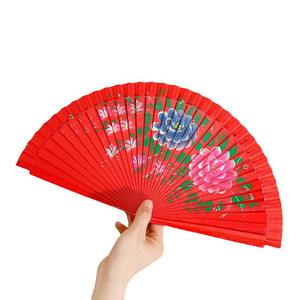 Abanico Plegable de Tela de Seda con Estampado Floral Pintado a Mano de Doble Cara, Estilo Español, Superficie Ligera, Color Rojo Clásico <span class=keywords><strong>Anita</strong></span> - Product Image 5