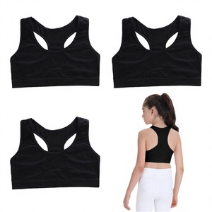 Wholesale <b>Open</b> Back Brushed Women's High Support 100% Cotton Racerback Yoga Gym <b>Bra</b> Activewear <b>Bras</b> Front Logo Breathable - Product Image 2