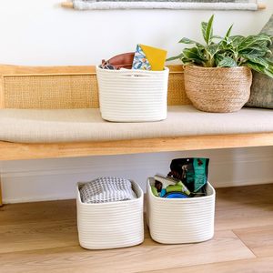 Paquete de 3 Cestas de Almacenamiento de Juguetes Pequeños para Niños, Cestas de Almacenamiento Tejidas con Cuerda de Algodón para Organizar, Cesta para Estante de Guardería - Product Image 6