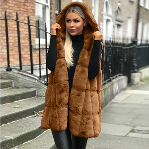 <strong>Women</strong> Faux Fur Vest Hooded Sleeveless <strong>Coat</strong> Plush <strong>Long</strong> Gilet <strong>Winter</strong> Warm Fashion Outerwear OEM Wholesale Supplier - Product Image 4