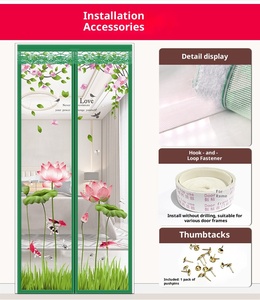 Rideau de porte de chambre anti-moustiques magnétique en polyester moderne de qualité supérieure avec cadre complet à crochets et boucles pour une entrée mains libres - Product Image 6