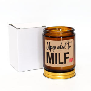 Cadeau de maternité en verre ambré brun personnalisé tasse de cire de soja naturelle pure bougie parfumée de luxe - Product Image 3