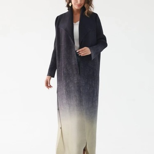 Abaya Miyake con Cuello Plegable, Doble Botonadura, Manga Larga, Degradado, para Mujer, Nueva Abaya 2024, Ropa de Diseñador Original - Product Image 3