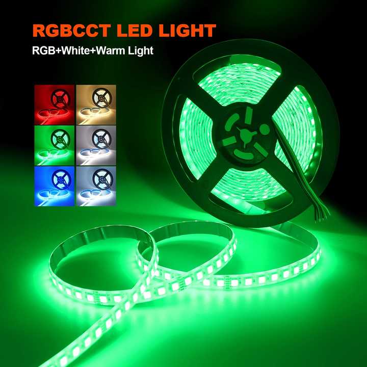 5m 12V 24V 5050 RGBCCT 5 in 1 LED Lights RGB WW CW 2700-6500K Strip ...