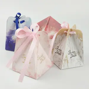 New pyramid wedding invitation favor Packaging Gift Box Candy Cake Chocolate Food Packaging Box with ribbon
