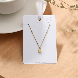 Collar con Colgante Cero Fashion Lock, Chapado en Oro, Cadena de Serpiente de Acero Inoxidable de 12 cm, Joyería Unisex para Regalo - Product Image 3