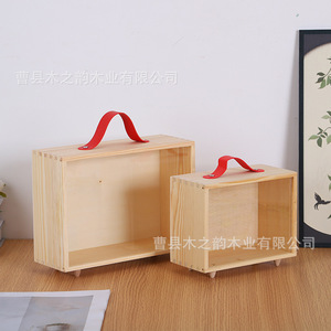 Caja de regalo de madera transparente con asa y tapa de acrílico, rectangular, 21 pulgadas, portátil, para almacenamiento de regalos navideños - Product Image 5
