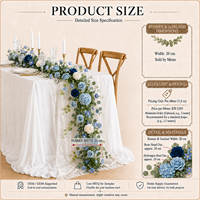 Taplak Meja Bunga Sutra Biru Gading Buatan Tangan, Rangkaian Bunga Hydrangea Mawar, Dekorasi Pernikahan & Pesta yang Dapat Digunakan Kembali