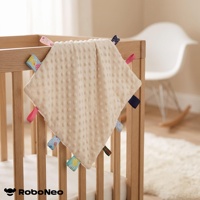 Doudou en peluche doux, carré bleu, en tissu Minky à pois, couverture de sécurité