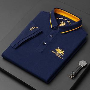 <span class=keywords><strong>Polo</strong></span> da uomo estiva nuova collezione tinta unita ricamata - Top casual alla moda a maniche corte per giovani e uomini di mezza età - Product Image 6