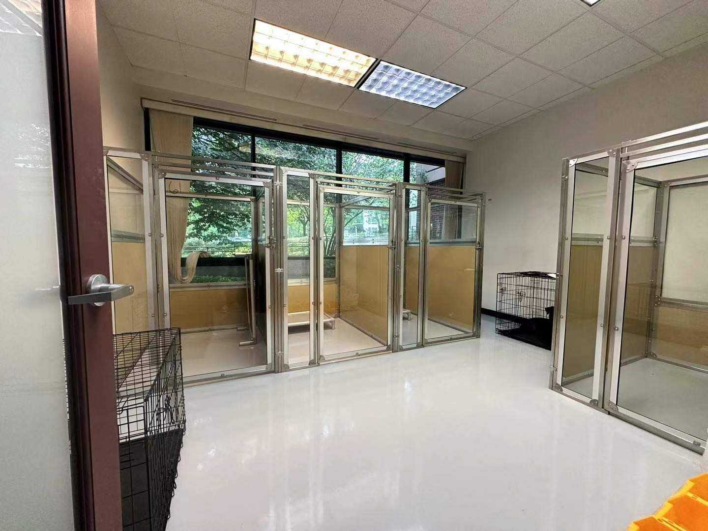 AEOLUS Tempered Glass Stainless Steel Pet Boarding Kennel