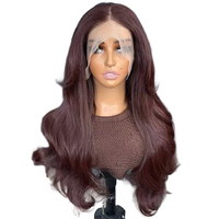 SHUANGYU 6 #   Perruques Lace Front Futura Brun Clair Ondulées avec Ligne de Cheveux Naturelle Semi-Attachées à la Main Sans Colle pour Femmes Noires Longues Densité 150%