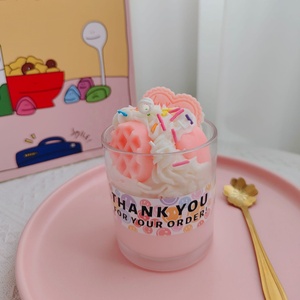 Livraison rapide personnalisé créatif bricolage cire de soja simulé mignon cône de crème glacée Dessert bougie avec verre pour cadeau de décoration - Product Image 1