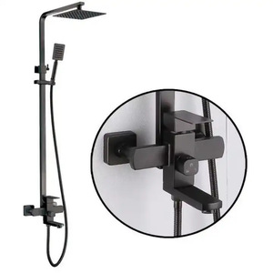 Ensemble de douche carré Bingtao en acier inoxydable 304, finition Dark Armor, robinet surpresseur pour salle de bain - Product Image 1