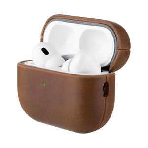 Étui en Cuir Véritable Pleine Fleur de Qualité Supérieure Style Crazy Horse pour <span class=keywords><strong>Airpods</strong></span> Pro 2 Étui Enveloppant Complet pour <span class=keywords><strong>Airpods</strong></span> 3/4 - Product Image 1