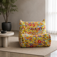 Fauteuil de salon moderne modulaire sans accoudoirs en tissu imprimé floral coloré, garni d'éponge, canapé décoratif tendance pour salon