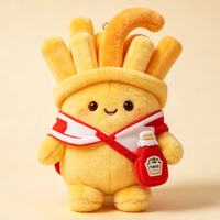 Porte-clés en peluche de la série Aliments Mignons : Pâtes, Frites, Pain, Poupée en peluche personnalisée, Pendentif de sac