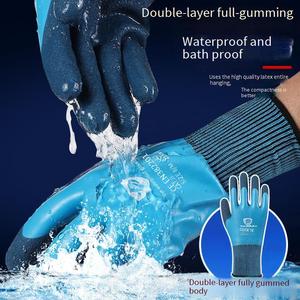 Gants <span class=keywords><strong>de</strong></span> sécurité imperméables en latex <span class=keywords><strong>de</strong></span> haute qualité personnalisables, résistants à l'usure, utilisés pour les travaux aquatiques - Product Image 3