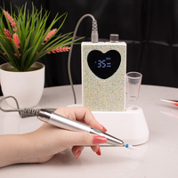 Machine à ongles électrique sans fil 35000 tr/min pour ongles en acrylique, forme cœur, lime électrique portable, ponceuse à pédicure sans fil