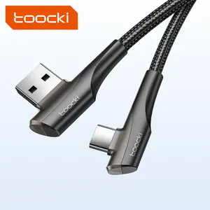 Toocki new product 3A pvc usb cable 90 degree double elbow usb a to type c cable fast charging data cables for phones