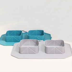Accessori per animali domestici Logo personalizzato OEM pieghevole portatile pieghevole cibo per gatti e mangiatoia acqua da viaggio in Silicone doppio cane ciotola - Product Image 2