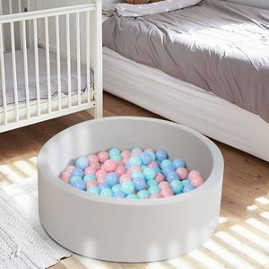 Piscine à balles ronde douce gris clair pour intérieur et extérieur, idéale comme cadeau pour bébés, enfants et tout-petits - Product Image 1