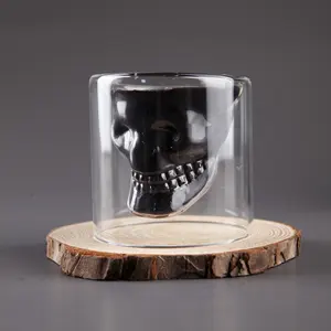 Novelty Custom Halloween Skulled Glass Candle Jar Scented Candle