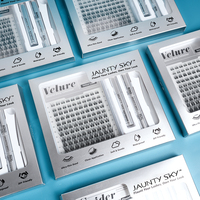 Kit d'extension de cils DIY en segments C Curl avec étui argenté, marque privée, prix d'usine, kit de cils en grappe personnalisés
