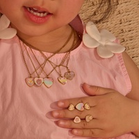 Cadeau d'anniversaire pour bébé, bijoux pour petite fille, collier et boucles d'oreilles en forme de cœur, acier inoxydable, bijoux hypoallergéniques pour petite fille