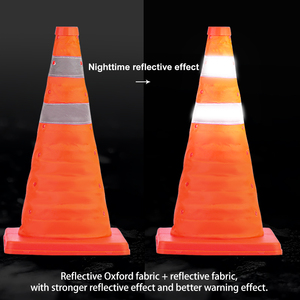 مخروط تحذير PVC قابل للطي المرور المطاط Pvc الطريق العاكسة للاستخدام في الهواء الطلق - Product Image 2