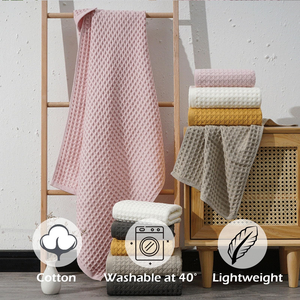 Pure Cotton Woven Waffle-style <b>Bath</b> <b>Towel</b> Three-piece <b>Set</b> Quick-drying Skin-friendly Gift Home Use Rectangle - Product Image 4