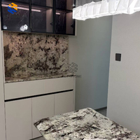 Dalle de marbre KT Stone, base blanche, grain brun foncé moucheté, pour revêtement mural et projets de sols de bâtiments commerciaux