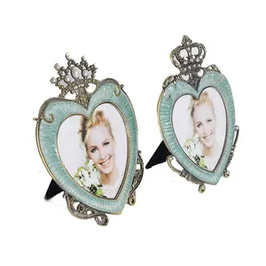 5*5 Inch 360g Heart-Shaped Imperial Crown Best Wedding decoration Lead-tin alloy photo frame