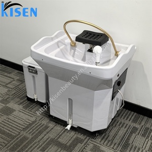 Bac à shampoing portable sans tuyauterie Kisen, lavabo pour salon de coiffure avec réservoir d'eau de 60L + réservoir d'eaux usées de 18L - Product Image 3