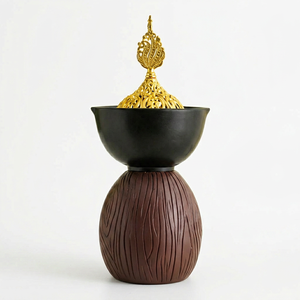 Brûleur à Bakhoor en bois époxy de haute qualité, fait main, diffuseur d'aromathérapie pour la pièce, bougies et parfum d'intérieur, porte-encens en métal - Product Image 1