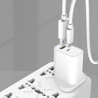 Chargeur mural GaN 40W à charge rapide Type-C+USB-A PD, prise UK ignifuge pour appareil photo/tablette/ordinateur portable/téléphone portable, certifié CE/FCC/UKCA