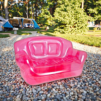 Canapé gonflable pliable pour 2 personnes en PVC transparent avec logo personnalisé, rose, pour appartement, salle à manger, extérieur, chambre, parc
