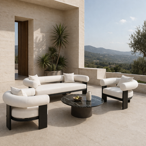 Muebles de Patio Personalizados en Forma de U, Conjunto de Sofás para Exteriores con Estructura de Acero Inoxidable Resistente a la Intemperie, Sofá de Jardín para <span class=keywords><strong>Terraza</strong></span> de Hotel, Villa y Resort - Product Image 1