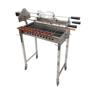 Parrilla rectangular de hierro fundido para parrilla de carbón, hornillo personalizado para pollo con brocheta giratoria - Product Image 1