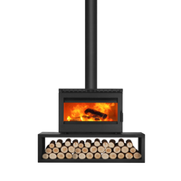 Poêle à bois autoportant en acier au carbone pour salon moderne, efficacité 75 %, capacité de chauffage 100-150, foyer décoratif
