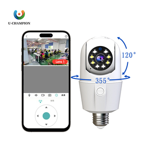 Cámara de visión nocturna inalámbrica a todo color giratoria WiFi bombilla de seguridad Cámara dual mini fabricantes de monitoreo al por mayor - Product Image 1