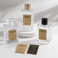 Plaques de nom métalliques de luxe pour flacons de parfum, finition miroir, police personnalisée, emballage cosmétique, décorations, étiquettes métalliques