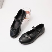 Chaussures Mary Jane en cuir noir pour filles 2026 avec fermeture auto-agrippante, antidérapantes, pour uniforme scolaire et tenues habillées, vente en gros