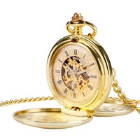 Jam Saku Mekanik Vintage dengan Dial Kerangka dan Angka Romawi