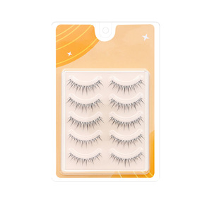 Lot de 5 faux cils en fibres végétales, volume naturel et effilé, pour l'angle extérieur, avec bande transparente fine, faits à la main, style Manga Lash No. Plante - Product Image 4