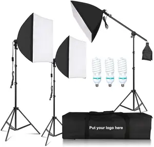 3 Softbox 40cm x 40cm /15.8x15.8 inç fotoğraf Softbox aydınlatma seti sürekli aydınlatma fotoğraf stüdyosu ekipmanları